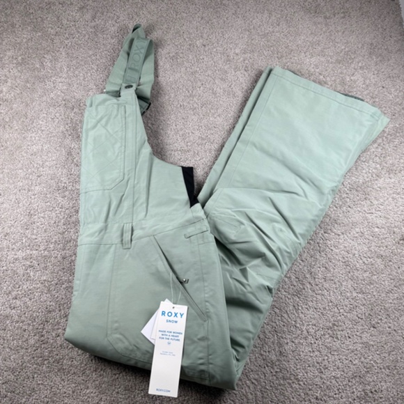 Roxy NEW Rideout Technical Snow Bib Pants Lily Pad Winter Overalls Women's Large - Picture 5 of 6